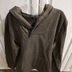 Express Mens Brown Herringbone Hoodie